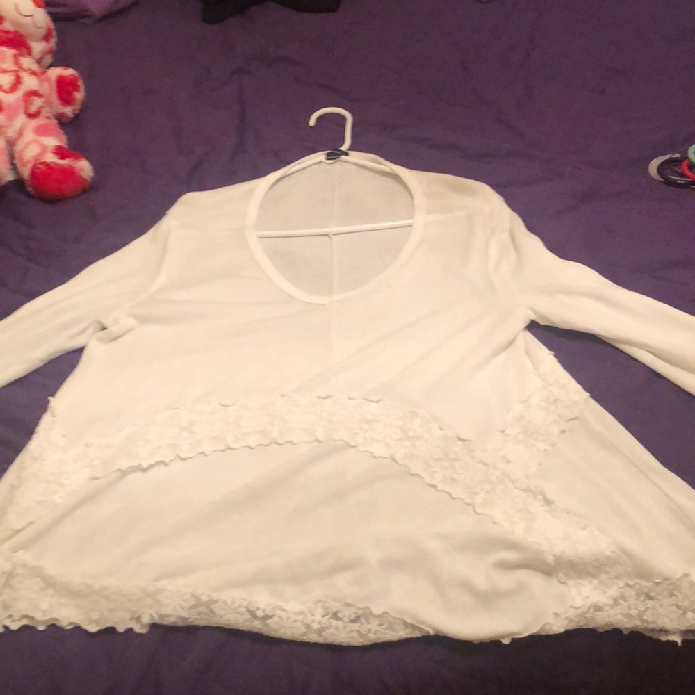 White sheer lace shirt